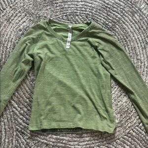 Green Striped lululemon swiftly Long Sleeve Shirt